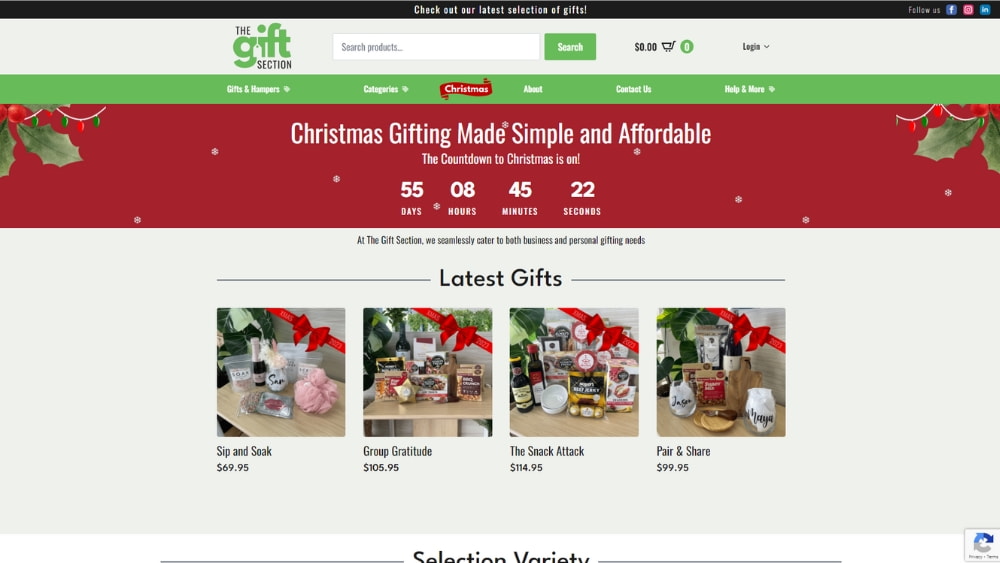 The gift section home page image